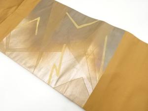 引箔　幾何学模様織り出し　名古屋帯